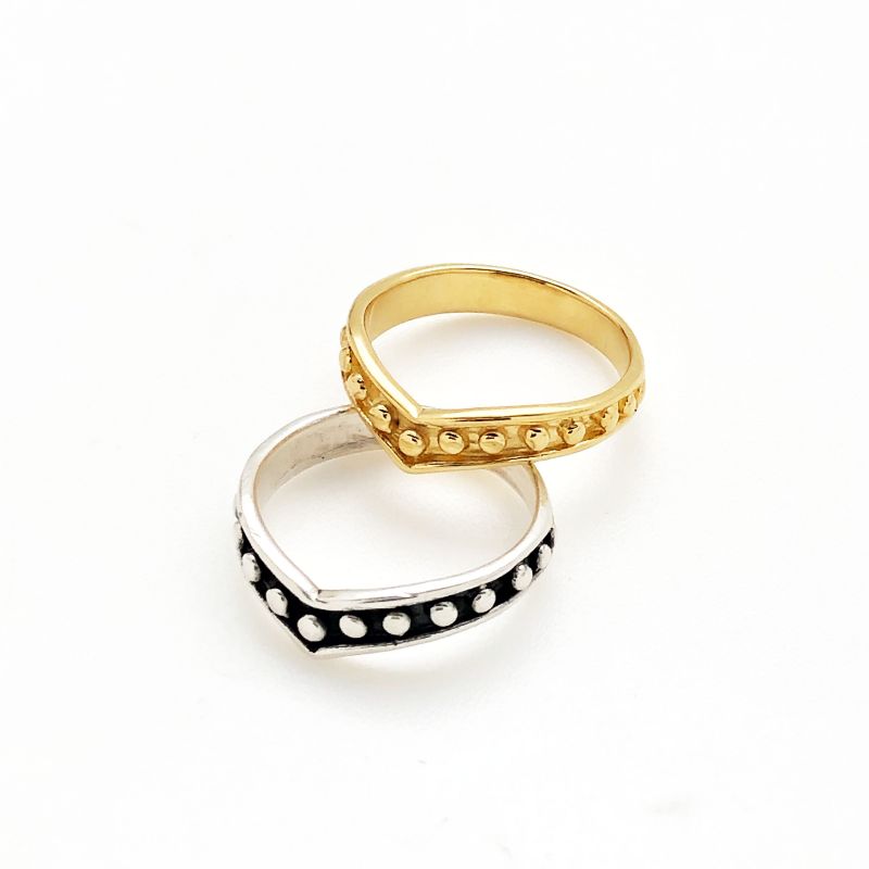 Beady Chevron Ring