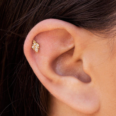 Lotus Teardrop Stud Earrings