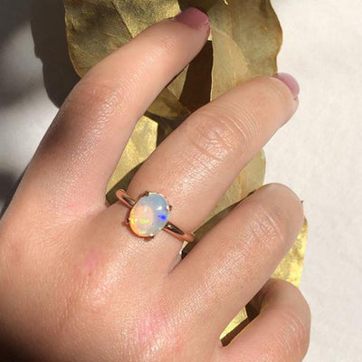 Ethiopian Opal Rose Gold Cocktail Ring