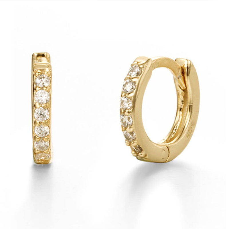 Gold Pave Hoop Earrings 10 mm