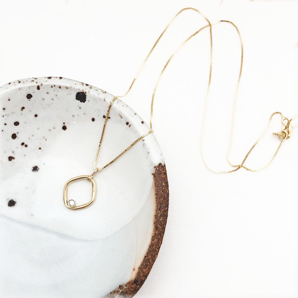 In the Womb Dainty Gold Diamond Necklace