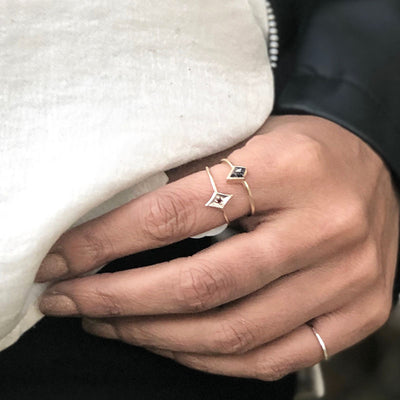 Kite Salt and Pepper Diamond Ring yellow Gold