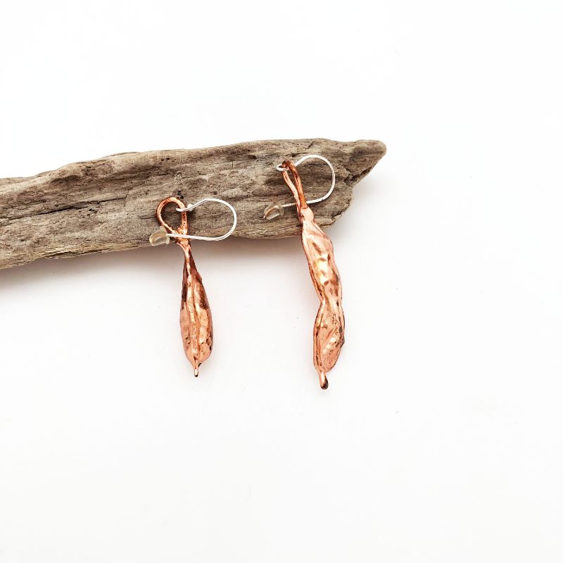Legume seed copper earrings