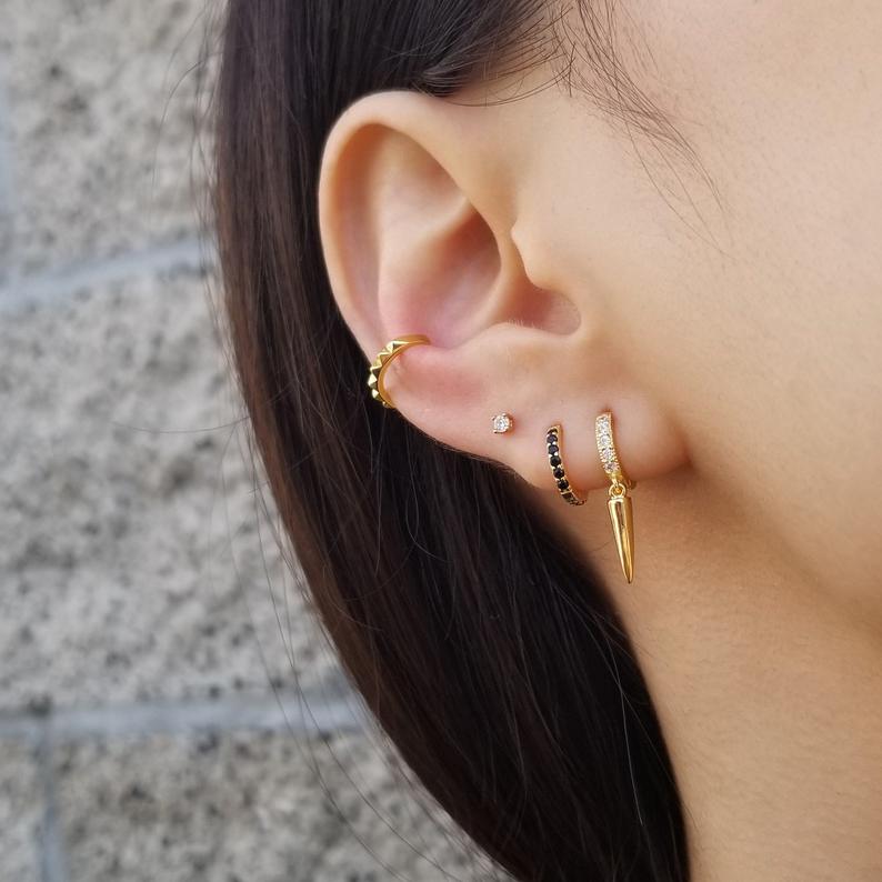 Gold Pave Hoop Earrings 10 mm