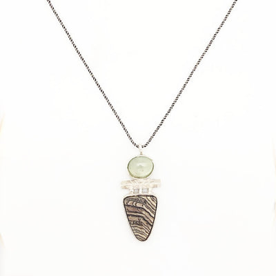 Hells Canyon Petrified Wood Prehnite Necklace