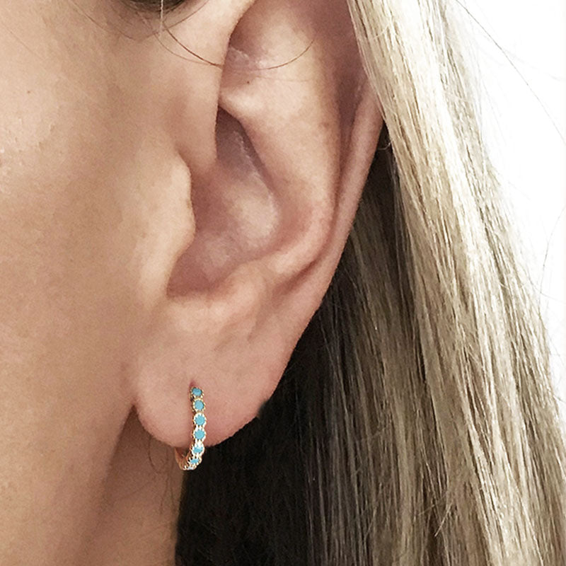 Turquoise Hoop Earrings 12 mm